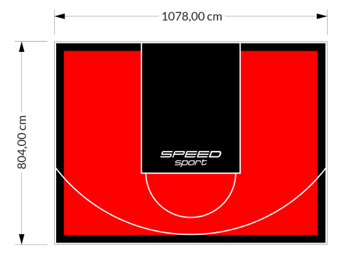 87M2/804X1078CM CZERWONO-CZARNE BOISKO DO KOSZYKÓWKI SPEEDSPORT HEXA POWER PRO