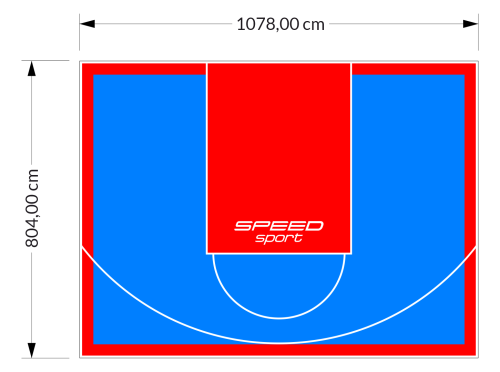 87M2/804X1078CM BŁĘKITNO-CZERWONE BOISKO DO KOSZYKÓWKI SPEEDSPORT HEXA POWER PRO