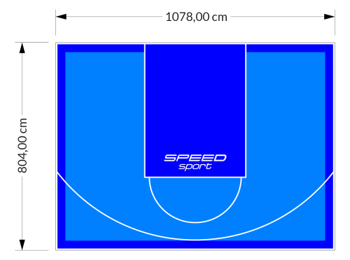 87M2/804X1078CM BŁĘKITNO-NIEBIESKIE BOISKO DO KOSZYKÓWKI SPEEDSPORT HEXA POWER PRO