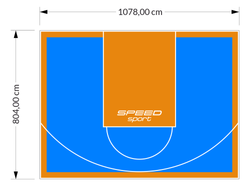 87M2/804X1078CM BŁĘKITNO-POMARAŃCZOWE BOISKO DO KOSZYKÓWKI SPEEDSPORT HEXA POWER PRO