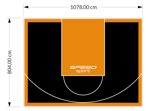 87M2/804X1078CM CZARNO-POMARAŃCZOWE BOISKO DO KOSZYKÓWKI SPEEDSPORT HEXA POWER PRO