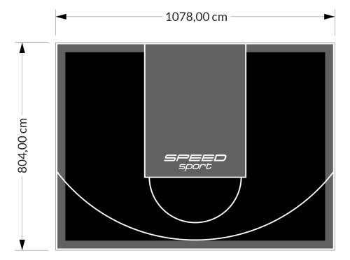 87M2/804X1078CM CZARNO-GRAFITOWE BOISKO DO KOSZYKÓWKI SPEEDSPORT HEXA POWER PRO