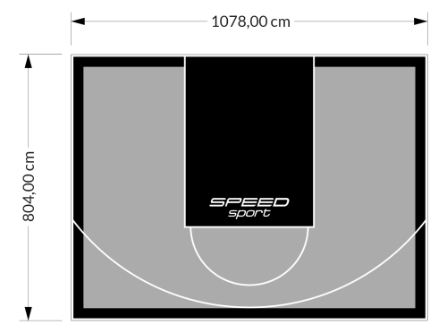 87M2/804X1078CM SZARO-CZARNE BOISKO DO KOSZYKÓWKI SPEEDSPORT HEXA POWER PRO