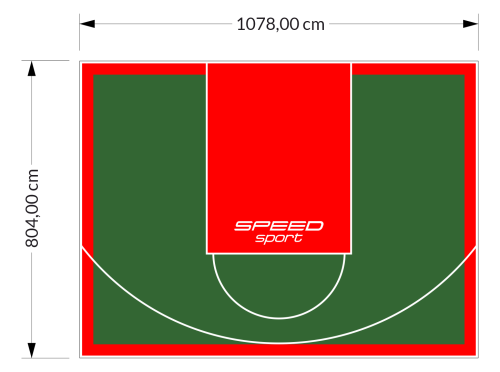 87M2/804X1078CM ZIELONO-CZERWONE BOISKO DO KOSZYKÓWKI SPEEDSPORT HEXA POWER PRO