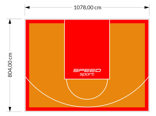 87M2/804X1078CM POMARAŃCZOWO-CZERWONE BOISKO DO KOSZYKÓWKI SPEEDSPORT HEXA POWER PRO