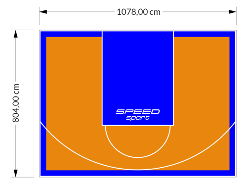 87M2/804X1078CM POMARAŃCZOWO-NIEBIESKIE BOISKO DO KOSZYKÓWKI SPEEDSPORT HEXA POWER PRO