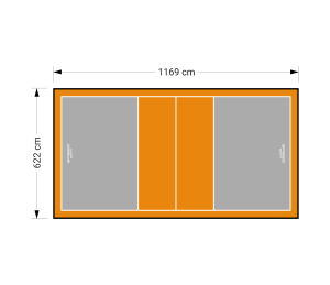73M2/1169X622CM SZARO-POMARAŃCZOWE BOISKO DO SIATKÓWKI SPEEDSPORT HEXA POWER PRO