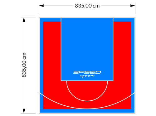 70M2/835X835CM CZERWONO-BŁĘKITNE BOISKO DO KOSZYKÓWKI SPEEDSPORT HEXA POWER PRO
