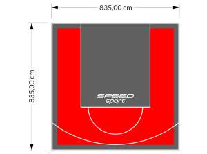 70M2/835X835CM CZERWONO-GRAFITOWE BOISKO DO KOSZYKÓWKI SPEEDSPORT HEXA POWER PRO