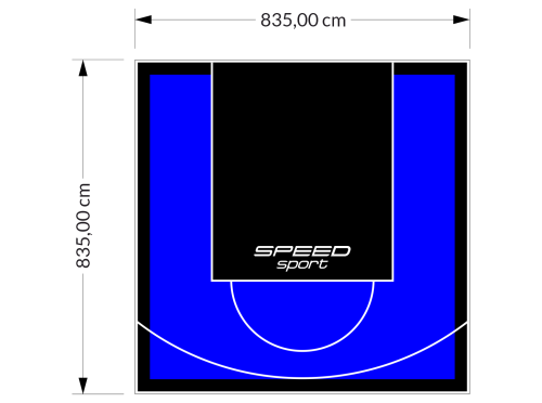 70M2/835X835CM NIEBIESKO-CZARNE BOISKO DO KOSZYKÓWKI SPEEDSPORT HEXA POWER PRO