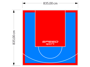 70M2/835X835CM BŁĘKITNO-CZERWONE BOISKO DO KOSZYKÓWKI SPEEDSPORT HEXA POWER PRO