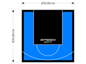 70M2/835X835CM BŁĘKITNO-CZARNE BOISKO DO KOSZYKÓWKI SPEEDSPORT HEXA POWER PRO