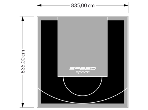 70M2/835X835CM CZARNO-SZARE BOISKO DO KOSZYKÓWKI SPEEDSPORT HEXA POWER PRO