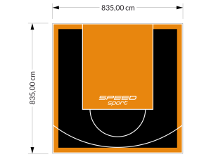 70M2/835X835CM CZARNO-POMARAŃCZOWE BOISKO DO KOSZYKÓWKI SPEEDSPORT HEXA POWER PRO