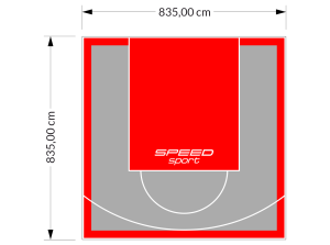 70M2/835X835CM SZARO-CZERWONE BOISKO DO KOSZYKÓWKI SPEEDSPORT HEXA POWER PRO