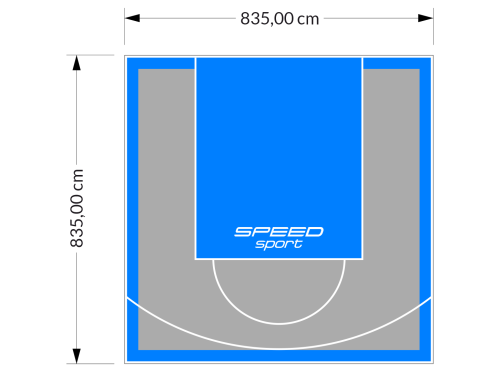 70M2/835X835CM SZARO-BŁĘKITNE BOISKO DO KOSZYKÓWKI SPEEDSPORT HEXA POWER PRO