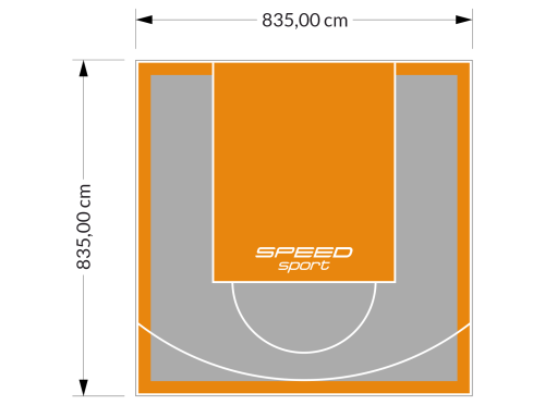 70M2/835X835CM SZARO-POMARAŃCZOWE BOISKO DO KOSZYKÓWKI SPEEDSPORT HEXA POWER PRO