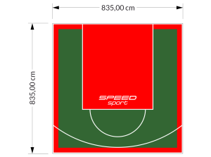 70M2/835X835CM ZIELONO-CZERWONE BOISKO DO KOSZYKÓWKI SPEEDSPORT HEXA POWER PRO