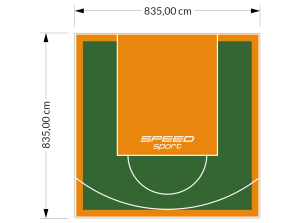 70M2/835X835CM ZIELONO-POMARAŃCZOWE BOISKO DO KOSZYKÓWKI SPEEDSPORT HEXA POWER PRO