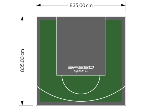 70M2/835X835CM ZIELONO-GRAFITOWE BOISKO DO KOSZYKÓWKI SPEEDSPORT HEXA POWER PRO
