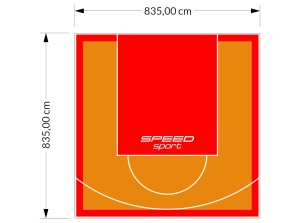 70M2/835X835CM POMARAŃCZOWO-CZERWONE BOISKO DO KOSZYKÓWKI SPEEDSPORT HEXA POWER PRO