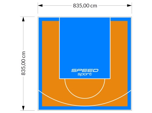 70M2/835X835CM POMARAŃCZOWO-BŁĘKITNE BOISKO DO KOSZYKÓWKI SPEEDSPORT HEXA POWER PRO