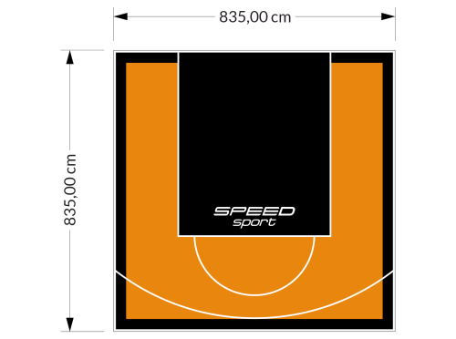 70M2/835X835CM POMARAŃCZOWO-CZARNE BOISKO DO KOSZYKÓWKI SPEEDSPORT HEXA POWER PRO