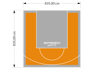 70M2/835X835CM POMARAŃCZOWO-SZARE BOISKO DO KOSZYKÓWKI SPEEDSPORT HEXA POWER PRO