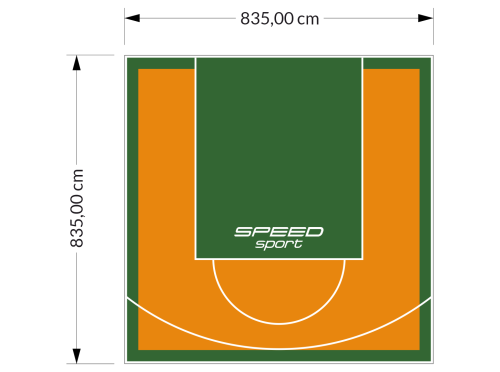 70M2/835X835CM POMARAŃCZOWO-ZIELONE BOISKO DO KOSZYKÓWKI SPEEDSPORT HEXA POWER PRO