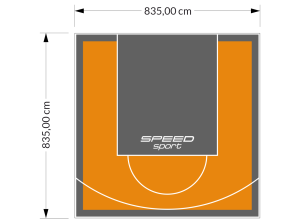 70M2/835X835CM POMARAŃCZOWO-GRAFITOWE BOISKO DO KOSZYKÓWKI SPEEDSPORT HEXA POWER PRO