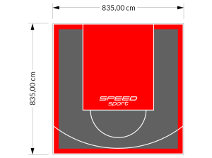 70M2/835X835CM GRAFITOWO-CZERWONE BOISKO DO KOSZYKÓWKI SPEEDSPORT HEXA POWER PRO