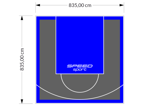 70M2/835X835CM GRAFITOWO-NIEBIESKIE BOISKO DO KOSZYKÓWKI SPEEDSPORT HEXA POWER PRO