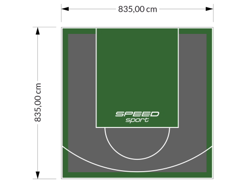 70M2/835X835CM GRAFITOWO-ZIELONE BOISKO DO KOSZYKÓWKI SPEEDSPORT HEXA POWER PRO