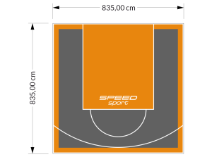 70M2/835X835CM GRAFITOWO-POMARAŃCZOWE BOISKO DO KOSZYKÓWKI SPEEDSPORT HEXA POWER PRO