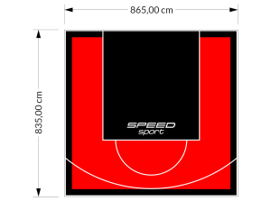 72M2/835X865CM CZERWONO-CZARNE BOISKO DO KOSZYKÓWKI SPEEDSPORT HEXA POWER PRO