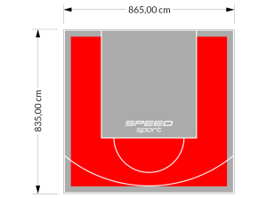 72M2/835X865CM CZERWONO-SZARE BOISKO DO KOSZYKÓWKI SPEEDSPORT HEXA POWER PRO