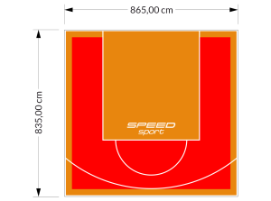 72M2/835X865CM CZERWONO-POMARAŃCZOWE BOISKO DO KOSZYKÓWKI SPEEDSPORT HEXA POWER PRO