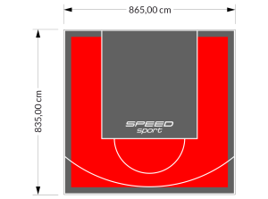 72M2/835X865CM CZERWONO-GRAFITOWE BOISKO DO KOSZYKÓWKI SPEEDSPORT HEXA POWER PRO