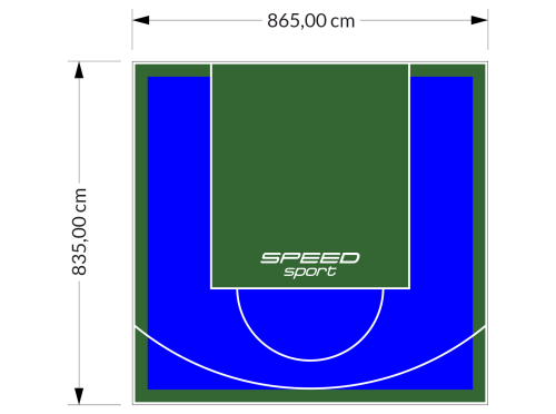 72M2/835X865CM NIEBIESKO-ZIELONE BOISKO DO KOSZYKÓWKI SPEEDSPORT HEXA POWER PRO