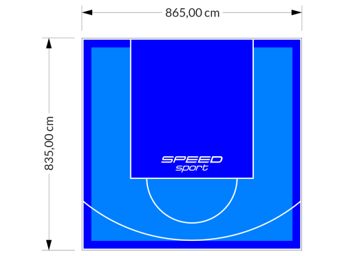 72M2/835X865CM BŁĘKITNO-NIEBIESKIE BOISKO DO KOSZYKÓWKI SPEEDSPORT HEXA POWER PRO