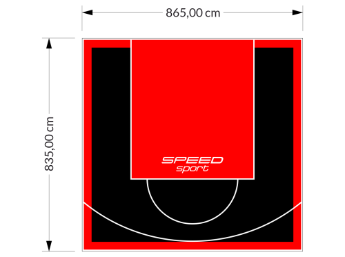 72M2/835X865CM CZARNO-CZERWONE BOISKO DO KOSZYKÓWKI SPEEDSPORT HEXA POWER PRO