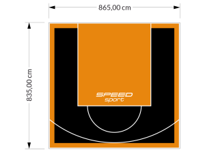72M2/835X865CM CZARNO-POMARAŃCZOWE BOISKO DO KOSZYKÓWKI SPEEDSPORT HEXA POWER PRO