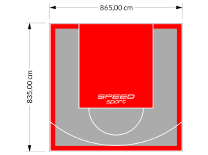 72M2/835X865CM SZARO-CZERWONE BOISKO DO KOSZYKÓWKI SPEEDSPORT HEXA POWER PRO