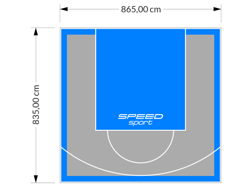 72M2/835X865CM SZARO-BŁĘKITNE BOISKO DO KOSZYKÓWKI SPEEDSPORT HEXA POWER PRO