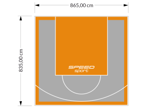 72M2/835X865CM SZARO-POMARAŃCZOWE BOISKO DO KOSZYKÓWKI SPEEDSPORT HEXA POWER PRO