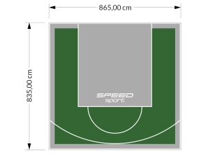 72M2/835X865CM ZIELONO-SZARE BOISKO DO KOSZYKÓWKI SPEEDSPORT HEXA POWER PRO