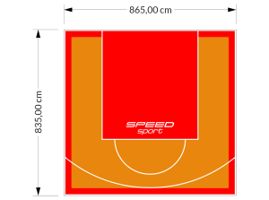 72M2/835X865CM POMARAŃCZOWO-CZERWONE BOISKO DO KOSZYKÓWKI SPEEDSPORT HEXA POWER PRO