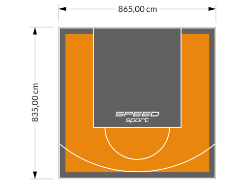 72M2/835X865CM POMARAŃCZOWO-GRAFITOWE BOISKO DO KOSZYKÓWKI SPEEDSPORT HEXA POWER PRO