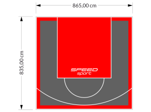 72M2/835X865CM GRAFITOWO-CZERWONE BOISKO DO KOSZYKÓWKI SPEEDSPORT HEXA POWER PRO