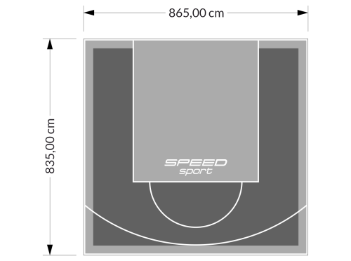 72M2/835X865CM GRAFITOWO-SZARE BOISKO DO KOSZYKÓWKI SPEEDSPORT HEXA POWER PRO